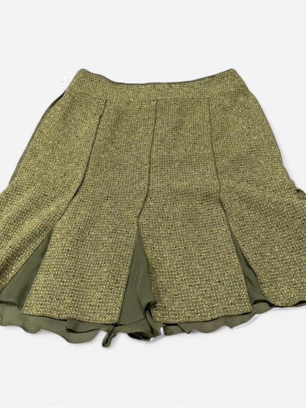 Olive Green Textured A-Line Skirt